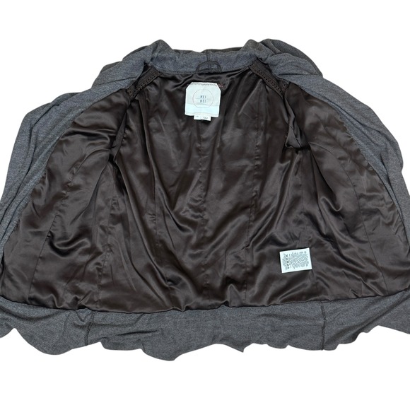 Anthropologie HEI HEI Brown Faux Leather Waterfall Drape Collar Biker Jacket XS - Picture 9 of 10